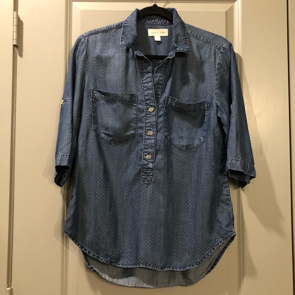 Anthropologie | Cloth & Stone Polka Dot Chambray